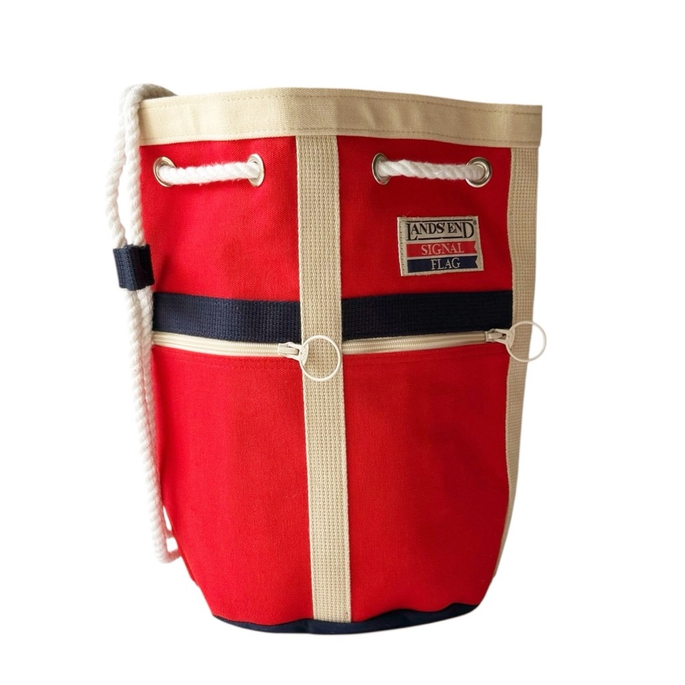 Lands End Signal Flag Vintage Nautical Bucket Bag - Picture 2 of 11